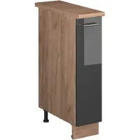 Vicco Apotheekkast Fame-Line, Antraciet Hoogglans/Goudkleurig Eiken, 20 cm, WB Eik