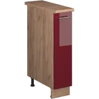 Vicco Apotheekkast Fame-Line, Bordeauxrode hoogglans/Goudkleurig Eiken, 20 cm, WB Eik
