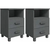 vidaXL Nachtkastjes HAMAR 2 st 40x35x62 cm grenenhout donkergrijs