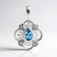 Cavill - Zilveren Hanger 925 Sterling Zilver Rhodium - Santa Maria Aquamarijn 0,29 ct Druppel - 0,04 ct Tanzanian Zircon - Elegante Sieraden