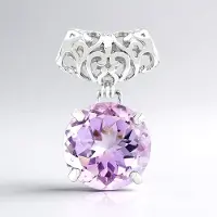 Cavill - Zilveren hanger 925 sterling met Boliviaanse Amethist 5,98 ct - Rond slijpsel 13 mm - Luxe handgemaakt - Monosono collectie - Paars