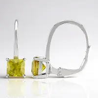Cavill - Zilveren Oorbellen 925 Sterling Zilver - 1,23 Ct Gele Sfeen Prinsessenslijp - Platina Gecoat - Madagaskar Edelsteen - Elegant & Stralend