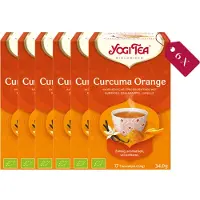Yogi tea Curcuma Orange - Biologische Kruidenthee met Kurkuma, Sinaasappel en Vanille voor een Verfrissende en Verwarmende Smaak - Tray van 6 Stuks
