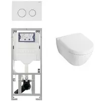Villeroy & Boch Subway 2.0 Inbouwset met wandclosetpot wit softclose zitting afdekplaat sigma20 wit 0124005/0701131/0124060/sw53743/