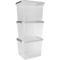 Sunware Comfort Line opbergbox 52L - Set van 3 - 50x40x38 cm - Transparant