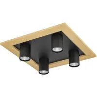 Eglo Opbouwspot Valcasotto 1 zwart met hout
