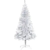 vidaXL Kunstkerstboom met verlichting en kerstballen 120 cm PET zilver