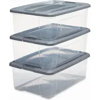 Iris New Topbox Opbergbox - 30L - Kunststof - Transparant/Zilvergrijs - Set van 3