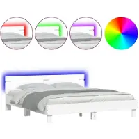 vidaXL Bedframe met hoofdeinde en LED wit 180x200 cm