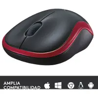 Logitech M185 draadloze optische muis met een extreem lange gebruiksduur, Plug&Play, rood-grijs