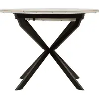 Mauro Ferretti Martin Moderne uitschuifbare eettafel, Ø 100-140 x 78 cm - Tafelblad met marmerlook en metalen onderstel