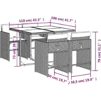 vidaXL 5-delige tuinset met kussens, grijs polyrotan