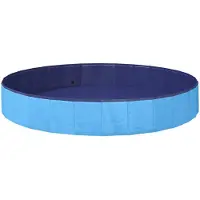 vidaXL Kinder Zwembad Blauw Ø300 x 38 cm Dik PVC en Geengineerd Hout