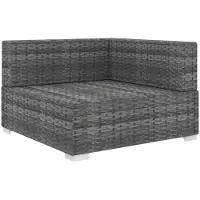 vidaXL Tuinstoel met kussens hoeksectie poly rattan grijs