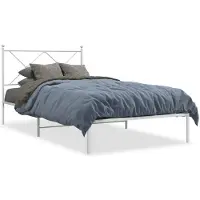 vidaXL Bedframe met hoofdeinde, metaal, wit, 107x203 cm