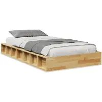 vidaXL Bedframe zonder matras 75x190 cm massief hout eiken