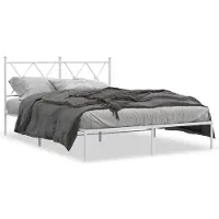 vidaXL Bedframe met hoofdbord metaal wit 140x190 cm