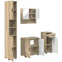 vidaXL Badkamermeubel Set 4 pcs Sonoma Eik Bewerkt hout & Metaal