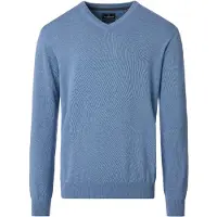 Casa Moda trui v-hals blauw effen wijde fit katoen