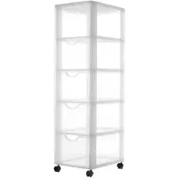 Iris Easygrip Chest ladekast- 5 lades x 15L - Kunststof - Wit/Transparant - Met wieltjes
