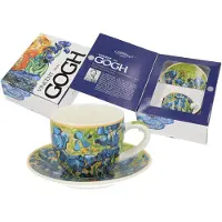 CARMANI - Iris Espresso Kopje en Schotel - Espresso Kopjes met Schoteltje - Porselein Espresso Kopjes - Cadeau Idee - 80ml