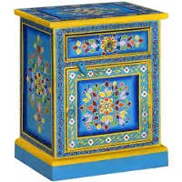 vidaXL Nachtkastje handgeschilderd massief mangohout turquoise