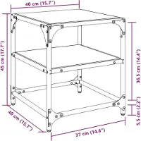 vidaXL Salontafels 2 st met zwart glazen blad 40x40x45 cm staal