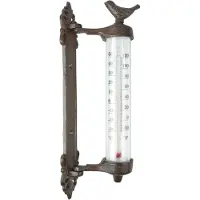 Super Merchant Wandthermometer Vogel Bruin Bruin Metaal