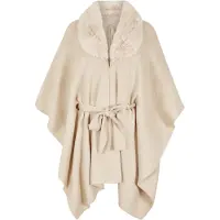 Apricot Relaxed fit poncho in wikkellook met strikceintuur