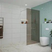 FortiFura Galeria inloopdouche - 100x200cm - rookglas - wandarm - PVD - geborsteld RVS SW797940/SW797908