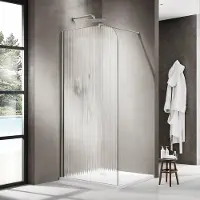 FortiFura Galeria Inloopdouche - 120x200cm - afgeronde glaswand - links - ribbel glas - wandarm - PVD - geborsteld RVS SW1418372/SW797908