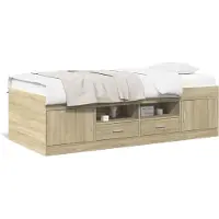 vidaXL Slaapbank met lades zonder matras 90x200 cm sonoma eikenkleurig