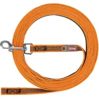 Trixie sleeplijn met rubber bekleed zonder handlus oranje 10 mtrx1,5 cm