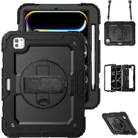 Just in Case tablet Hoes geschikt voor iPad Pro 11 (2025 / 2024) M5 / M4 - Shockproof Case met Screenprotector - Zwart