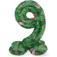 Folat - Staande folieballon Cijfer 9 Jungle Vibe - 41 cm
