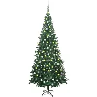 OEM Kunstkerstboom met verlichting en kerstballen L 240 cm groen