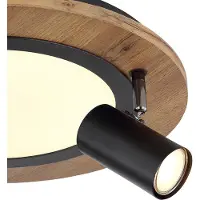 Globo Lighting Plafondlamp 3 niveaus plafondlamp zwenkbare spot hout, 3x GU10, 1x LED 15W 1300Lm warm wit, DxH 40x18 cm