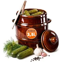 Kadax Steengoed pan, dichte keramische pot met deksel, vaatwasmachinebestendige steengoedpan, handgemaakte fermentatiepot van keramiek, inlegpan voor komkommers en zuurkool (3,5 l)