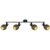 Globo Plafondlamp Plafondspot Eetkamerlamp Woonkamerlamp, kristallen, beweegbare spots, zwart metaal, 4 x E27, L 90 cm