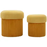 Mauro Ferretti Opbergkruk Puff With Storage Aspen Mustard Set 2 Pcs Ø 42×44 cm