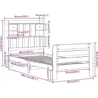 vidaXL Bed met boekenkast zonder matras massief grenenhout 90x200 cm