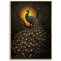 Mauro Ferretti Schilderij On Canvas Peacock Laquared With Frame 70×4×100 cm
