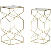Mauro Ferretti set van twee salontafels "Glassy", afmetingen 31,5x31,5x68 cm en 28x28x64 cm, kleur goud