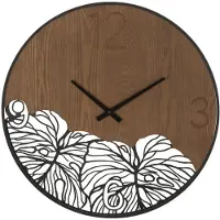 Mauro Ferretti Wandklok, hout/bladmotief, diameter 60 cm