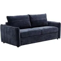 Vente-unique Driezitsslaapbank express in blauw gestructureerde stof - Slaapbreedte 145 cm MALOGU