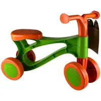 Lena loopfiets eco oranje groen - duurzaam speelgoed voor kinderen.