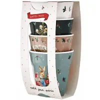 Petit Jour Set van 4 Bekers Peter Rabbit Kerst - - A074080 - Rood - Melamine - Vanaf 18 maanden