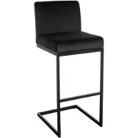 CLP Hopewell Barkruk - met rugleuning - met voetensteun - met zwart metalen frame - Fluweel - Velvet - zwart