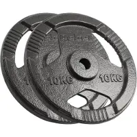 Rebel Gusseisen gewichtset: 2 x 10 kg, totaal 20 kg. Diameter gat: 31 mm. Schijf met handgrepen, model