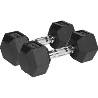 Rebel Active - Hexagonal Hantel - Gietijzer - 2x 7,5 kg - Zwart